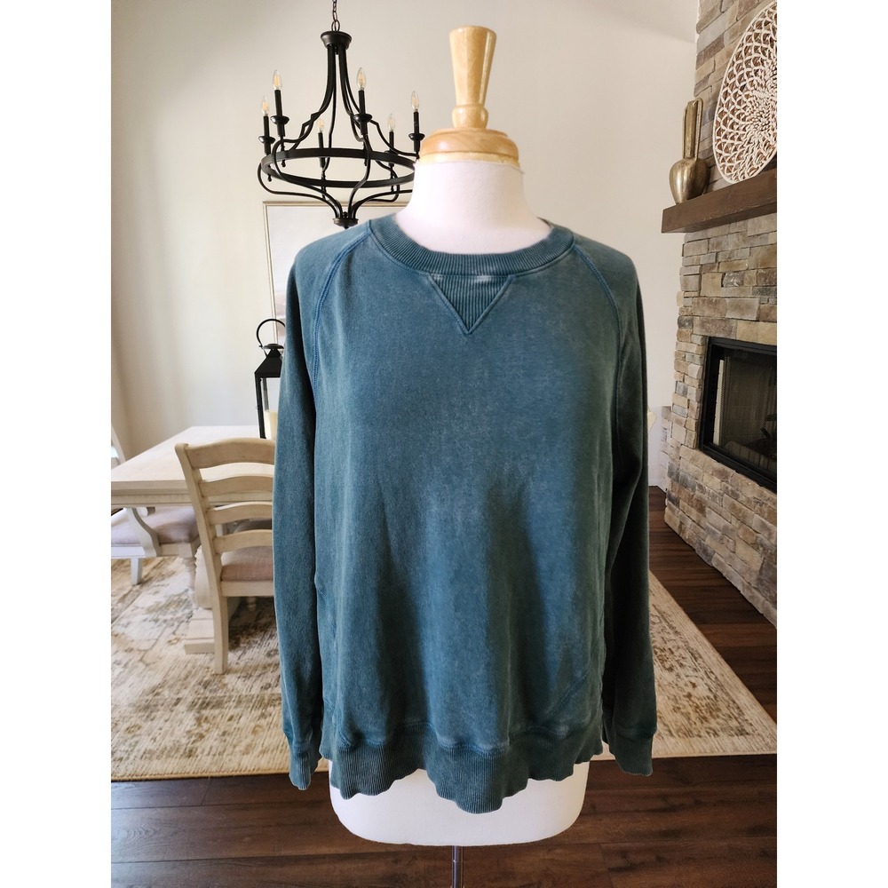 Universal Thread Womens XL Teal Green Acid Wash Raglan Crewneck Sweatshirt